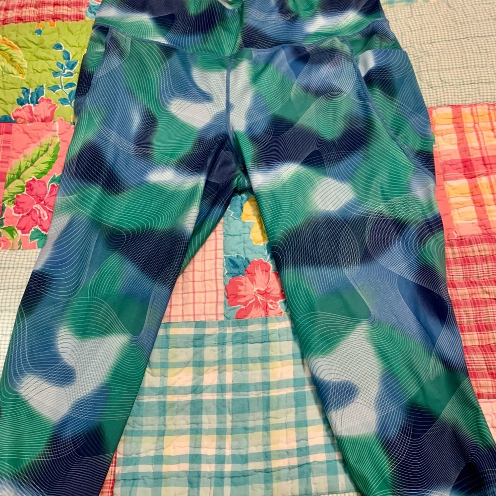 Ideology Blue and Green Patterned Leggings 2X